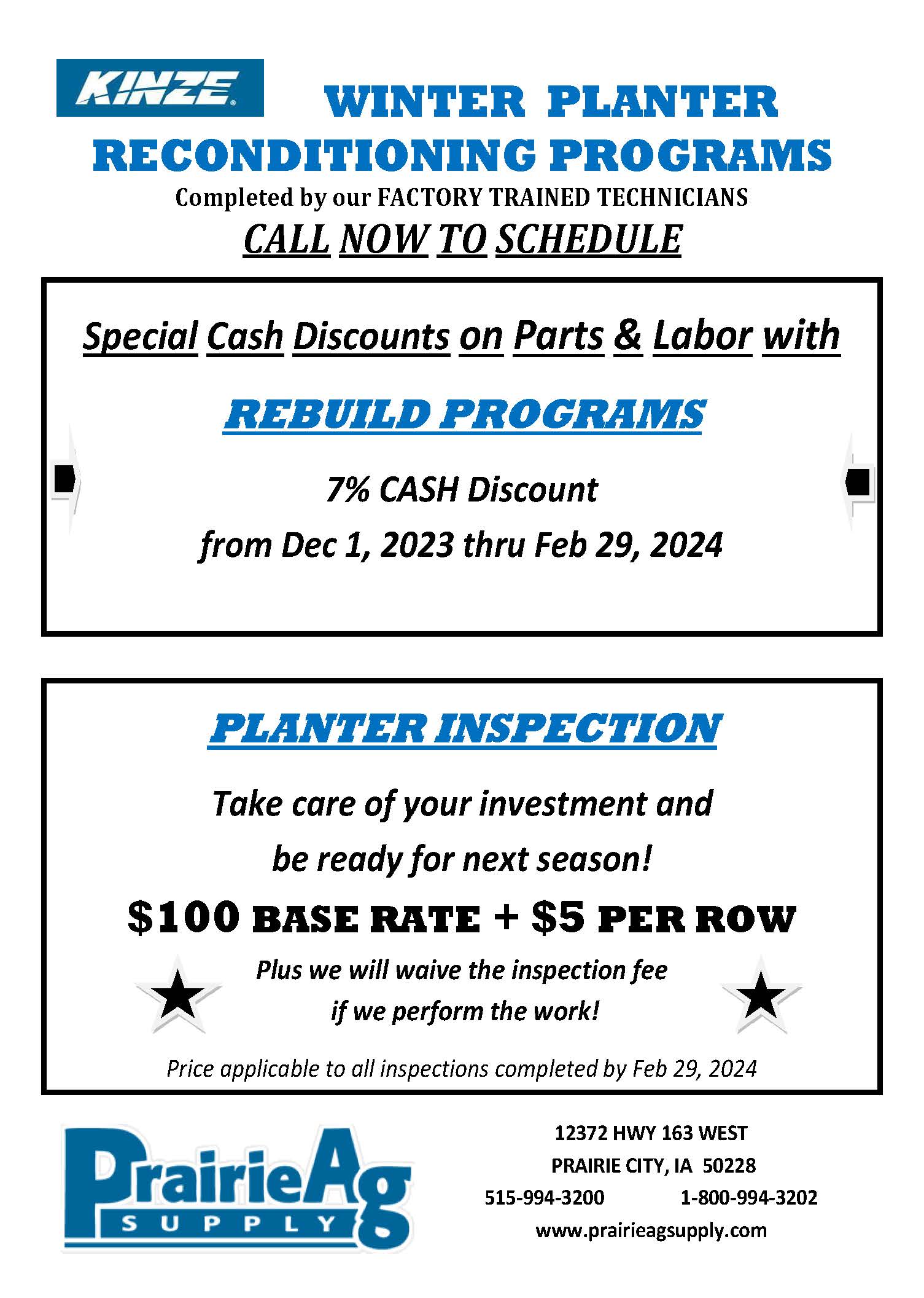 KZ Winter Planter Reconditioning Programs
